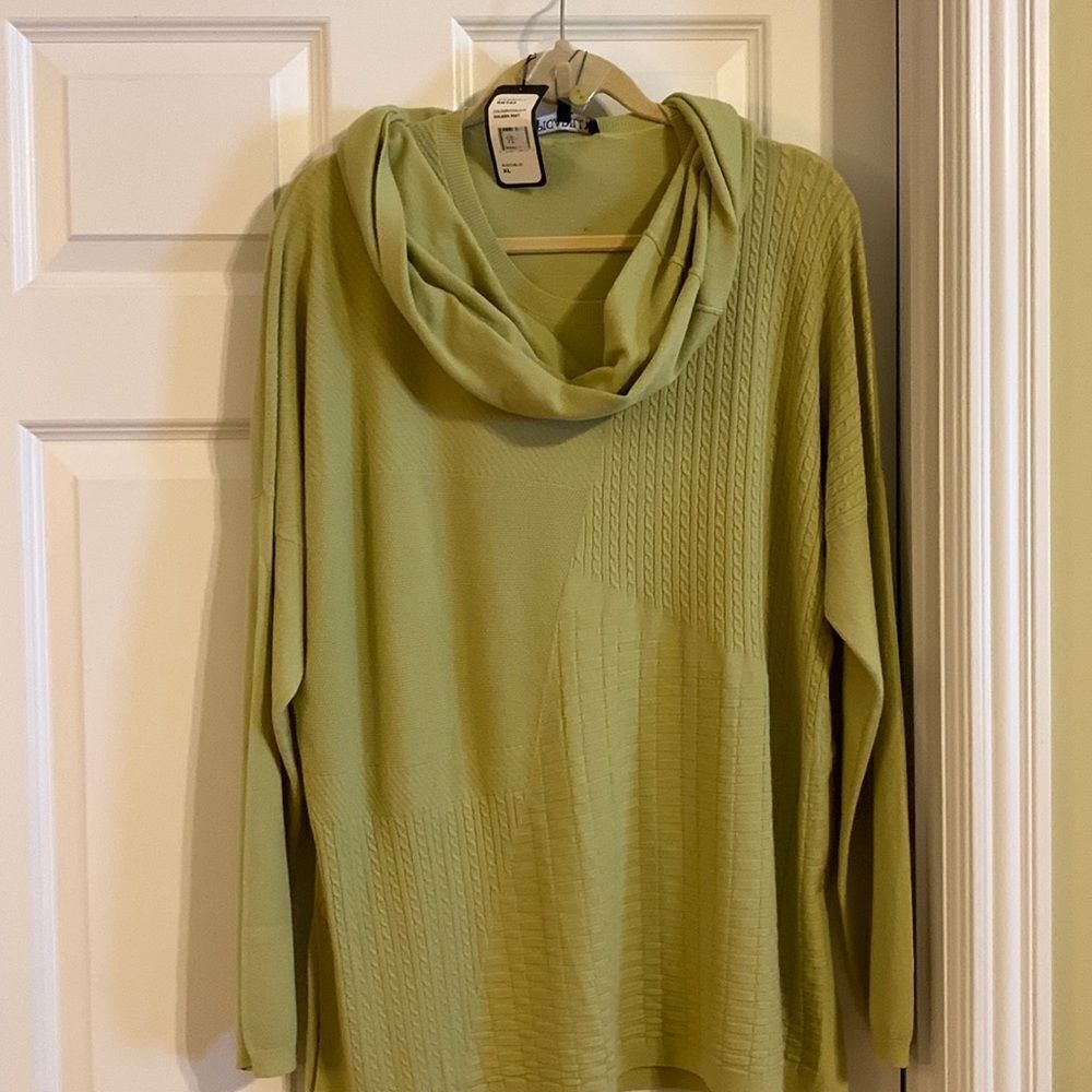Piccadilly Canada size XL pull over lime green sweater w/matching infinity scarf